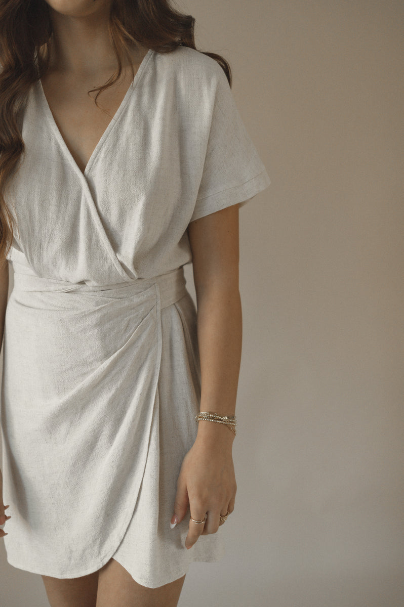 White wrap dress short top
