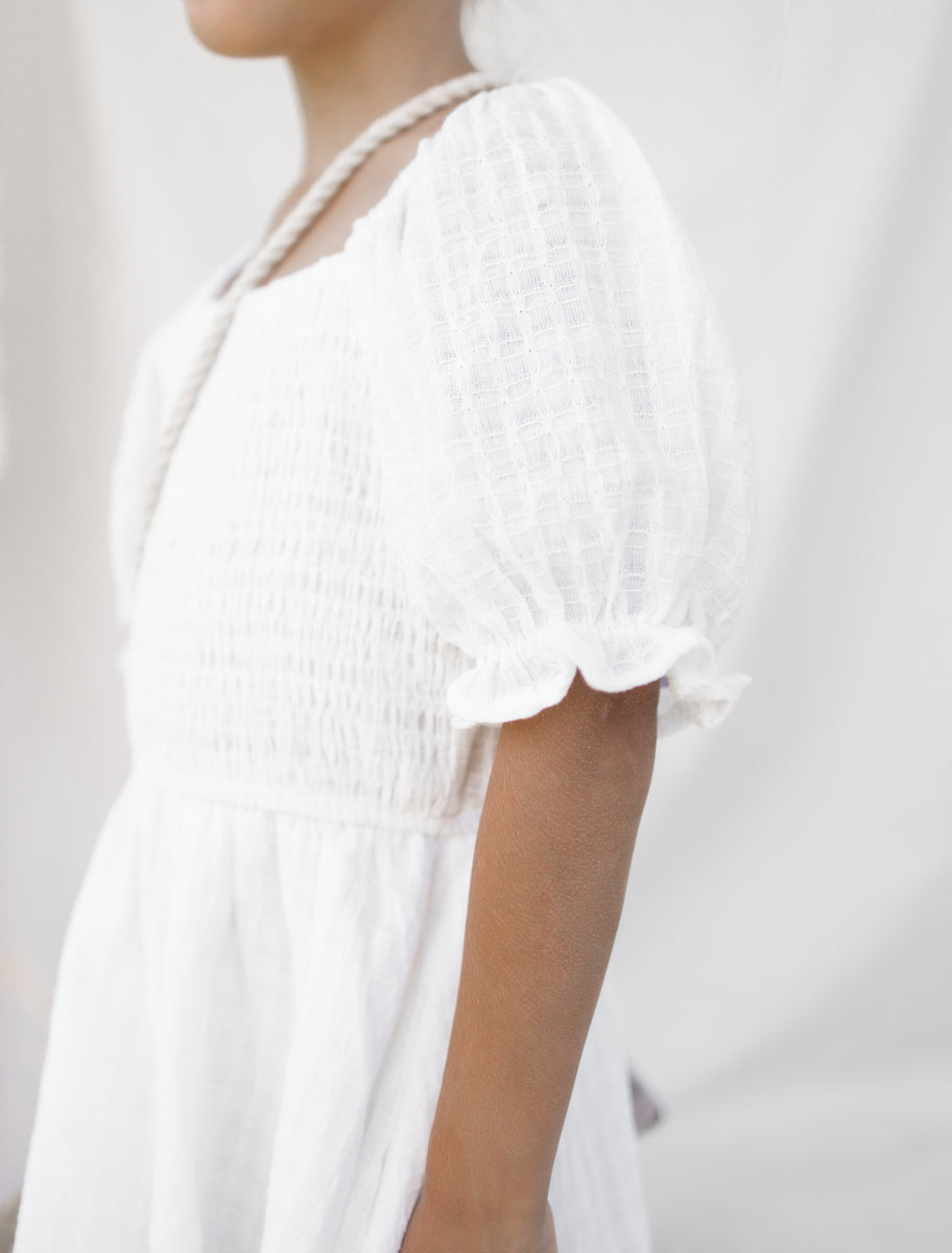 white smock dress midi Girls Lani smocked dress Large (11/12)