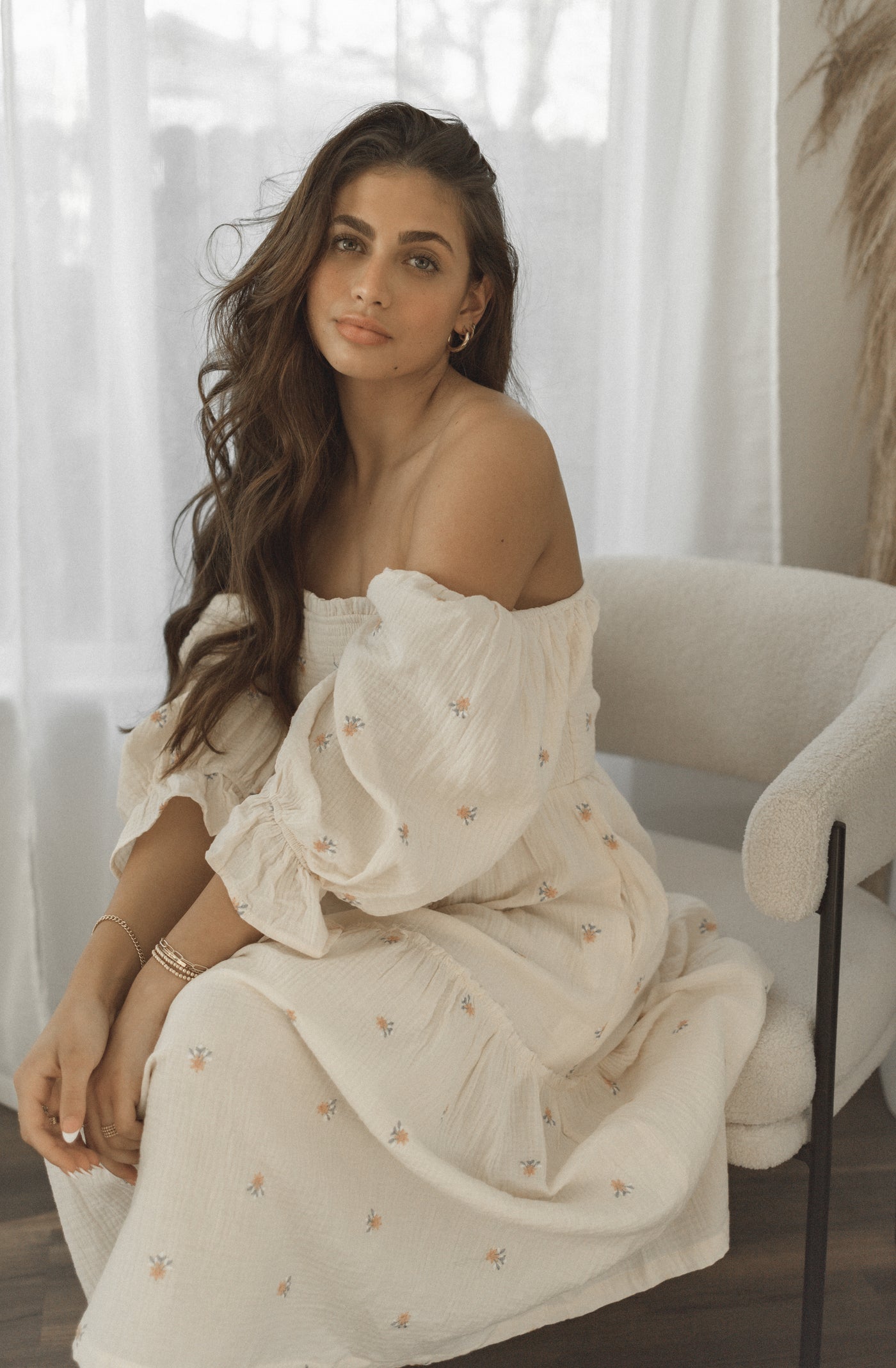 Mariel Ivory gauze midi Isle Rae Mariel Ivory gauze midi Isle Rae