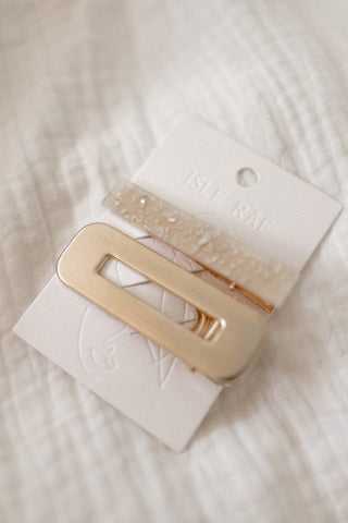 Resin and gold hair clip set