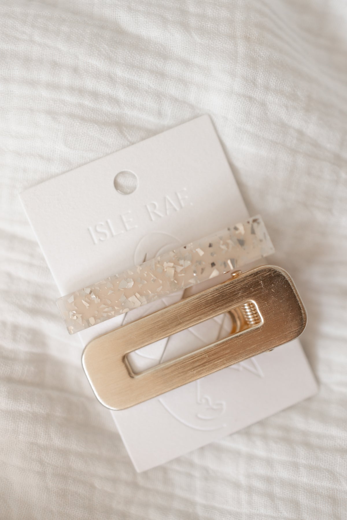 Resin and gold hair clip set