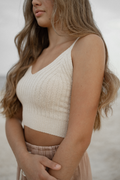 Cream Knitted cropped top