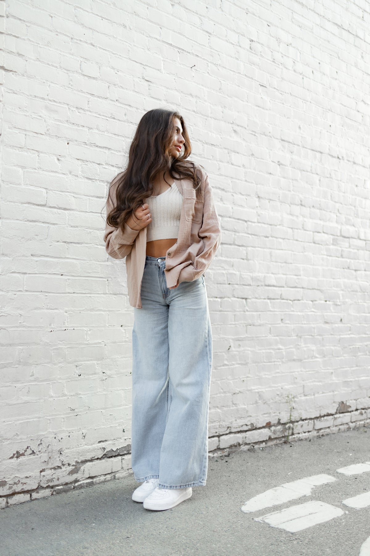 Mocha gauze button down shirt