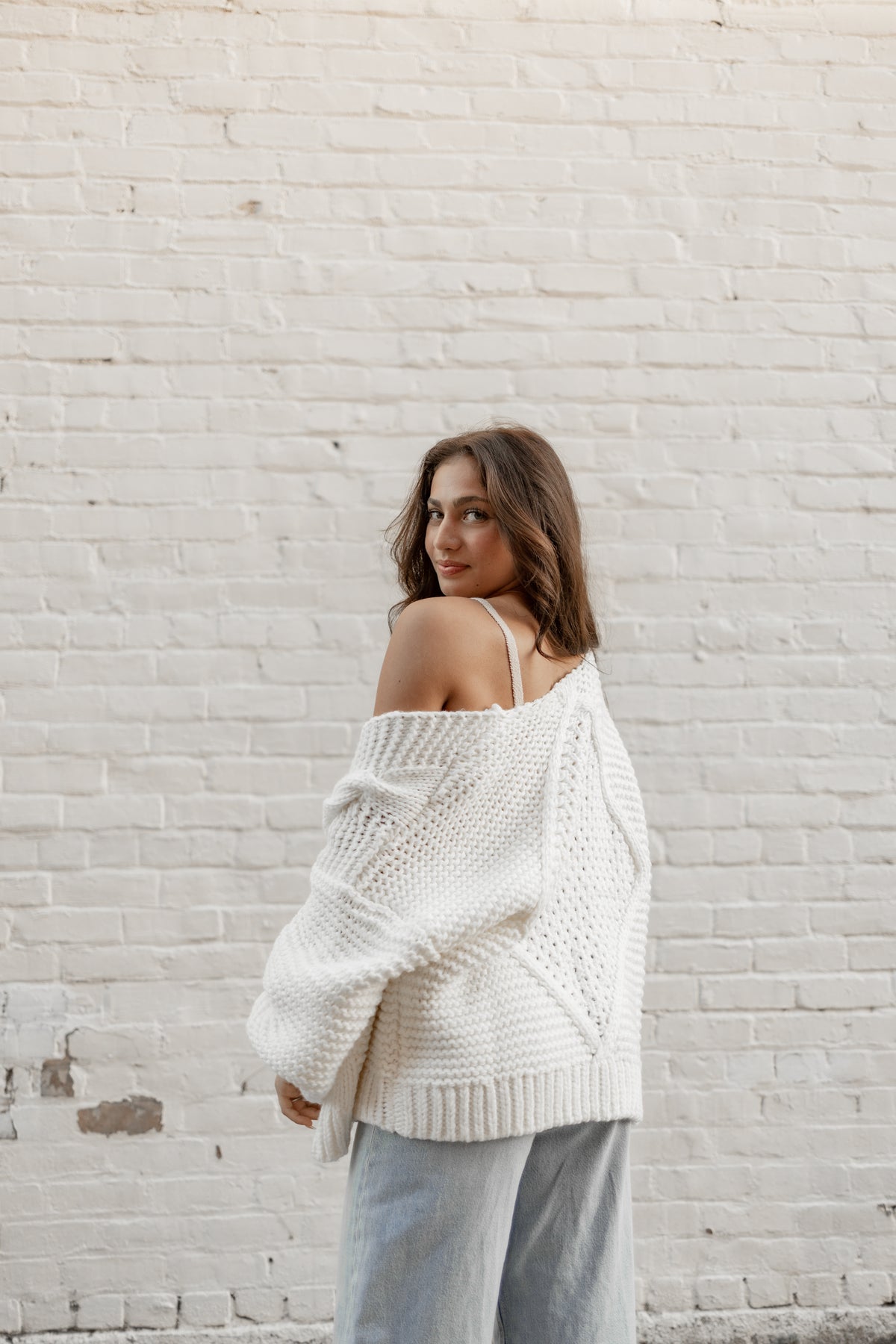 Balloon sleeve chunky knit cardigan