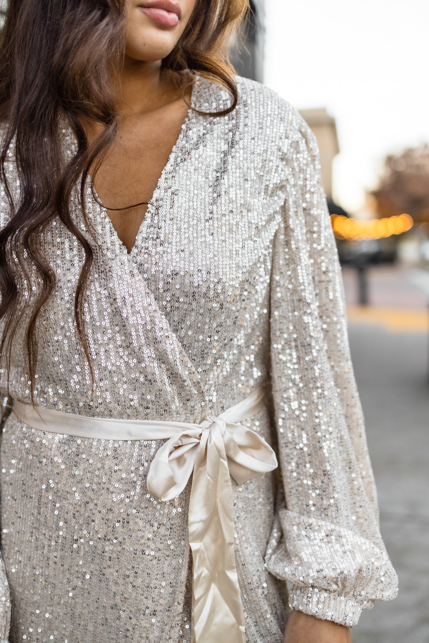 Holiday sequin wrap midi Isle Rae Holiday sequin wrap midi Isle Rae
