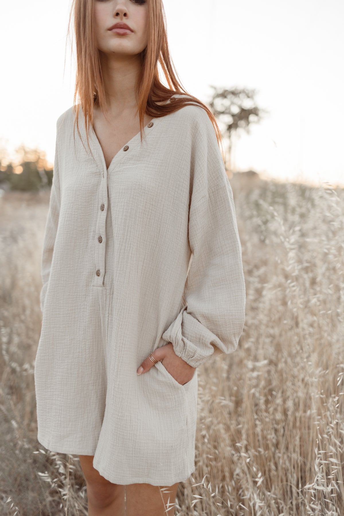 Stone gauze romper