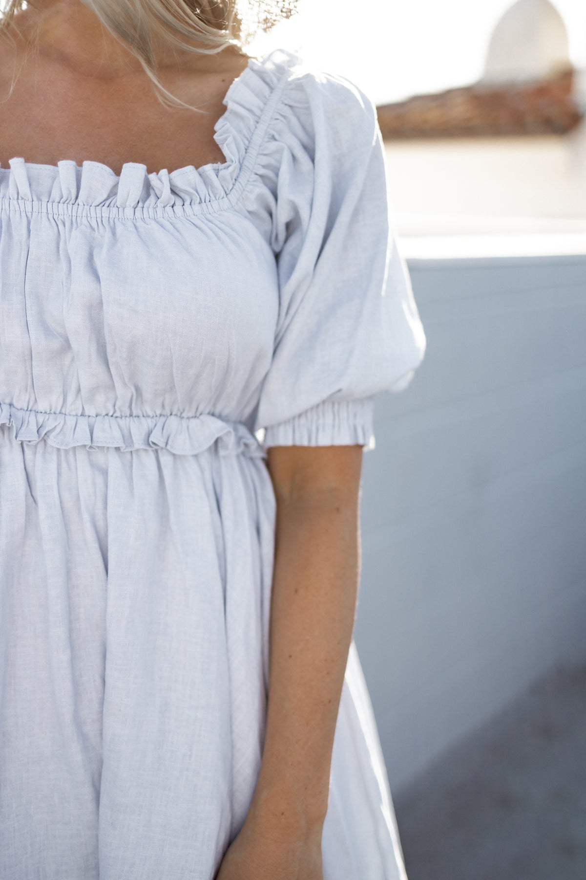 Huntington linen ruffle dress